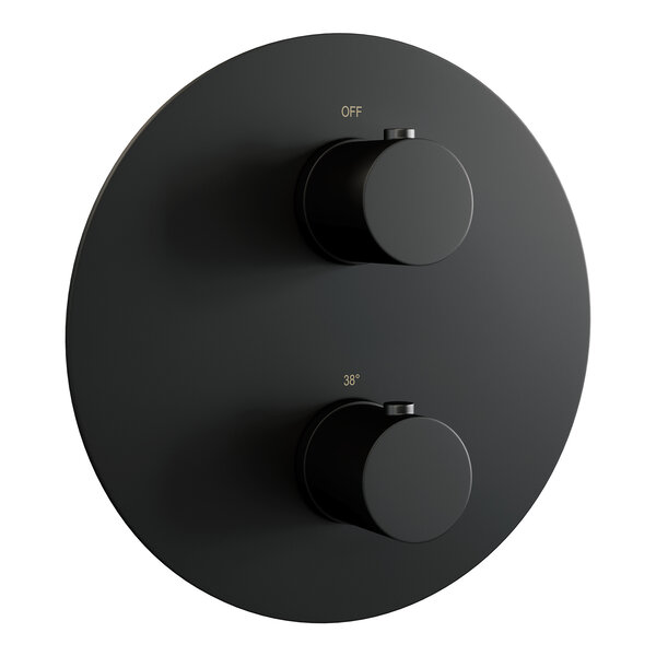 Brauer Brauer Black Edition Regendoucheset: Thermostatische Inbouwkraan met 3-Weg Omstel, Gebogen Wandarm, Douchekop 30cm, Geintegreerde Glijstang, 3-Standen Handdouche & Doucheslang - Set 94 - Draaiknoppen - Mat Zwart