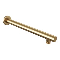 Brauer Brauer Gold Edition Regendoucheset: Thermostatische Inbouwkraan met 3-Weg Omstel, Rechte Wandarm, Douchekop Ø20cm, Wandaansluitbocht, Staafhanddouche & Doucheslang - Set 73 - Draaiknoppen - Geborsteld Goud