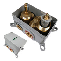 Brauer Brauer Gold Edition Regendoucheset: Thermostatische Inbouwkraan met 3-Weg Omstel, Gebogen Wandarm, Douchekop 30cm, Wandaansluitbocht, Staafhanddouche & Doucheslang - Set 76 - Draaiknoppen - Geborsteld Goud