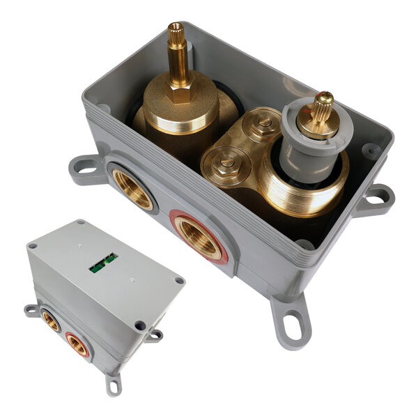 Brauer Brauer Gold Edition Regendoucheset: Thermostatische Inbouwkraan met 3-Weg Omstel, Gebogen Wandarm, Douchekop 30cm, Wandaansluitbocht, Staafhanddouche & Doucheslang - Set 76 - Draaiknoppen - Geborsteld Goud