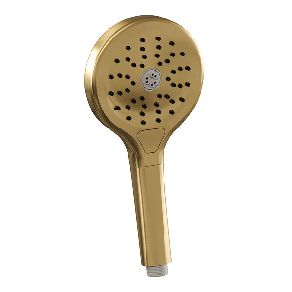 Brauer Brauer Gold Edition Regendoucheset: Thermostatische Inbouwkraan met 3-Weg Omstel, Gebogen Wandarm, Douchekop Ø20cm, Wandaansluitbocht, 3-Standen Handdouche & Doucheslang - Set 81 - Draaiknoppen - Geborsteld Goud