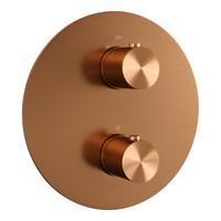 Brauer Brauer Copper Edition Regendoucheset: Thermostatische Inbouwkraan met 3-Weg Omstel, Plafondarm, Douchekop Ø20cm, Wandaansluitbocht, 3-Standen Handdouche & Doucheslang - Set 83 - Draaiknoppen - Geborsteld Koper