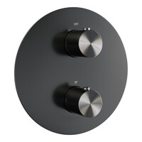 Brauer Brauer Gunmetal Edition Regendoucheset: Thermostatische Inbouwkraan met 3-Weg Omstel, Gebogen Wandarm, Douchekop 20cm, Geintegreerde Glijstang, 3-Standen Handdouche & Doucheslang - Set 93 - Draaiknoppen - Geborsteld Gunmetal