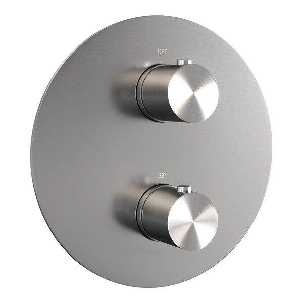 Brauer Brauer Brushed Edition Regendoucheset: Thermostatische Inbouwkraan met 3-Weg Omstel, Rechte Wandarm, Douchekop 20cm, Geintegreerde Glijstang, Staafhanddouche & Doucheslang - Set 85 - Draaiknoppen - Geborsteld RVS