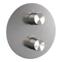 Brauer Brauer Brushed Edition Regendoucheset: Thermostatische Inbouwkraan met 3-Weg Omstel, Gebogen Wandarm, Douchekop 20cm, Geintegreerde Glijstang, 3-Standen Handdouche & Doucheslang - Set 93 - Draaiknoppen - Geborsteld RVS