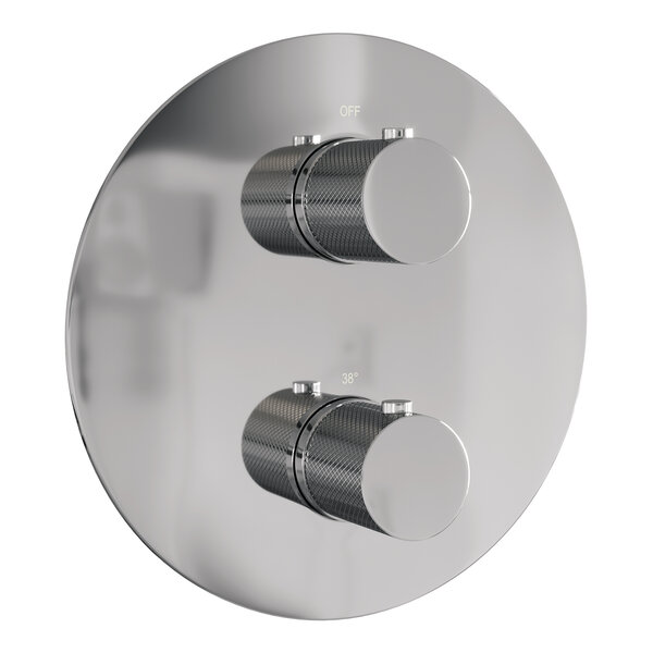 Brauer Brauer Chrome Carving Regendoucheset: Thermostatische Inbouwkraan met 3-Weg Omstel, Plafondarm, Douchekop 20cm, Wandaansluitbocht, 3-Standen Handdouche & Doucheslang - Set 83 - Draaiknoppen - Chroom