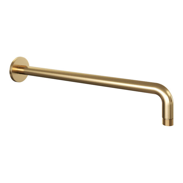 Brauer Brauer Gold Carving Regendoucheset: Thermostatische Inbouwkraan met 3-Weg Omstel, Gebogen Wandarm, Douchekop Ø20cm, Geintegreerde Glijstang, Staafhanddouche & Doucheslang - Set 87 - Draaiknoppen - Geborsteld Goud