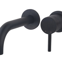 Wiesbaden Wiesbaden Caral Inbouw Wastafelkraan met Uitloop & Rozetten - Afbouwdeel - Mat Zwart