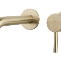 Wiesbaden Wiesbaden Caral Inbouw Wastafelkraan met Uitloop & Rozetten - Afbouwdeel - Geborsteld Messing