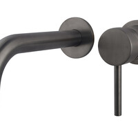 Wiesbaden Wiesbaden Caral Inbouw Wastafelkraan met Uitloop & Rozetten - Afbouwdeel - Geborsteld Gunmetal