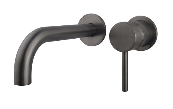 Wiesbaden Wiesbaden Caral Inbouw Wastafelkraan met Uitloop & Rozetten - Afbouwdeel - Geborsteld Gunmetal