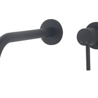 Wiesbaden Wiesbaden Slim Inbouw Wastafelkraan met Uitloop & Rozetten - Afbouwdeel - Mat Zwart