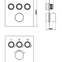 Wiesbaden Wiesbaden Caral Klik Pro Inbouw Thermostaatkraan met 3-Weg Omstel - Afbouwdeel - Geborsteld Gunmetal