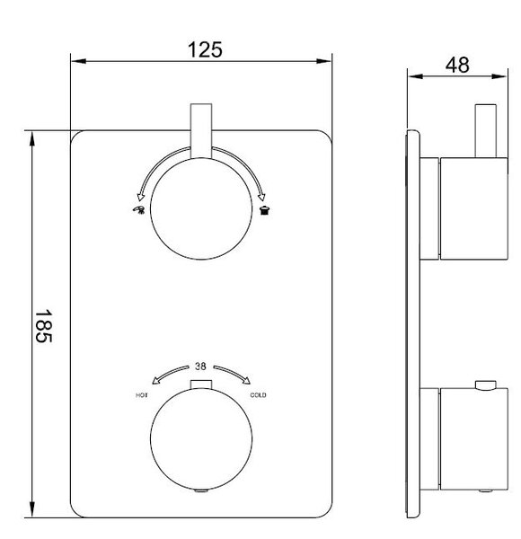 Wiesbaden Wiesbaden Caral Thermostatische Inbouw Douchekraan met 2-Weg Omstel - Afbouwdeel - Mat Zwart