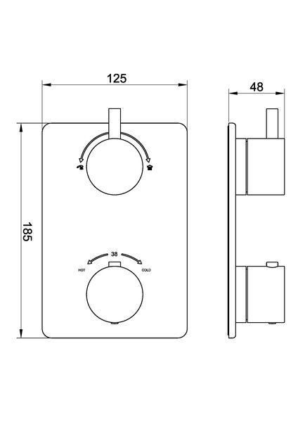 Wiesbaden Wiesbaden Caral Thermostatische Inbouw Douchekraan met 2-Weg Omstel - Afbouwdeel - Geborsteld Koper