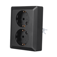 ION Industries ION Industries Wandcontactdoos Half Opbouw 2-voudig RA Mat Zwart