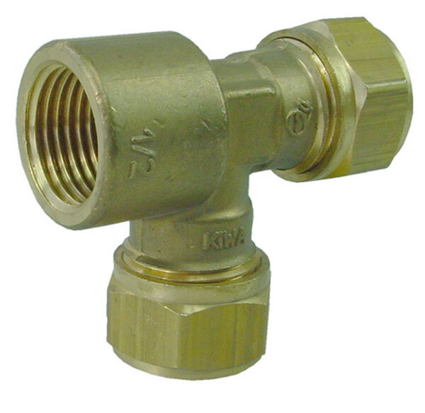 Verlopend T-Koppeling - Knel x Binnendraad - 22mm x 22mm x 1/2"