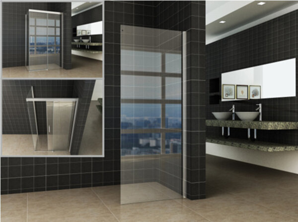 Wiesbaden Wiesbaden Puerta Zijwand - Muurprofiel - Nano Coating - 8mm Helder Glas - 90x200cm - Chroom