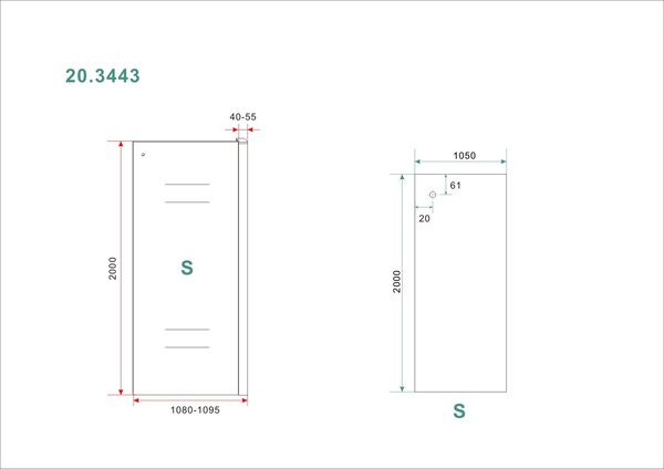 Wiesbaden Wiesbaden Puerta Zijwand - Muurprofiel - Nano Coating - 8mm Helder Glas - 110x200cm - Chroom