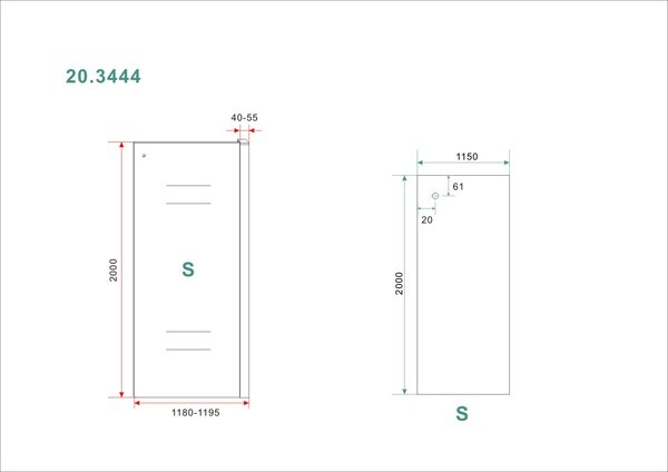 Wiesbaden Wiesbaden Puerta Zijwand - Muurprofiel - Nano Coating - 8mm Helder Glas - 120x200cm - Chroom
