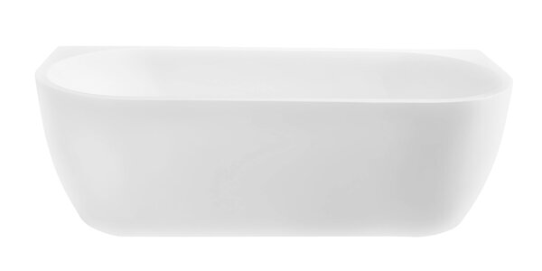 Wiesbaden Wiesbaden Wall Acryl Half-Vrijstaande Ligbad inclusief Clickwaste, Sifon & Potenset - 180x80x58cm - Mat Wit