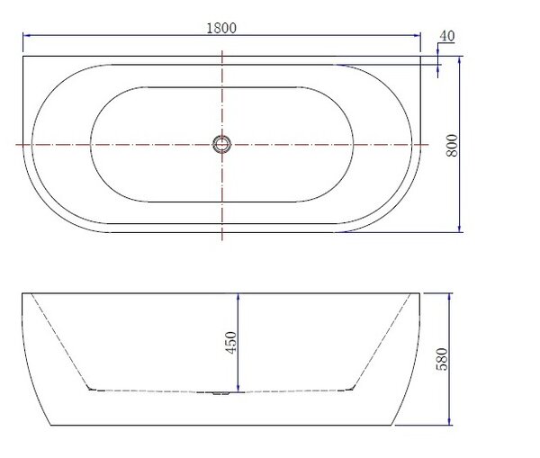 Wiesbaden Wiesbaden Wall Acryl Half-Vrijstaande Ligbad inclusief Clickwaste, Sifon & Potenset - 180x80x58cm - Mat Wit