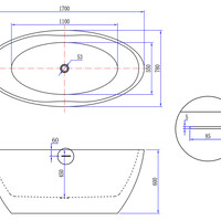 Wiesbaden Wiesbaden Oval Acryl Vrijstaande Ligbad inclusief Clickwaste, Sifon & Potenset - 170x78x60cm - Wit