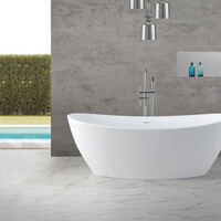 Wiesbaden Wiesbaden Eva Solid Surface Vrijstaande Ligad inclusief Clickwaste, Sifon & Potenset - 180x85x64cm - Wit