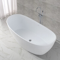 Wiesbaden Wiesbaden Eva Solid Surface Vrijstaande Ligad inclusief Clickwaste, Sifon & Potenset - 180x85x64cm - Wit
