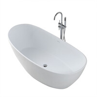 Wiesbaden Wiesbaden Eva Solid Surface Vrijstaande Ligad inclusief Clickwaste, Sifon & Potenset - 180x85x64cm - Wit