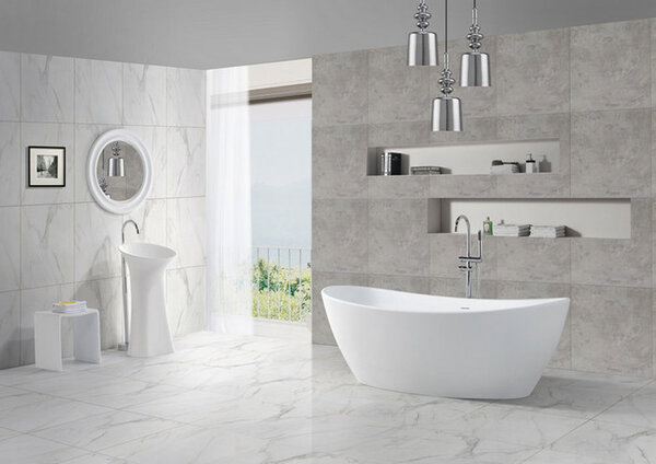 Wiesbaden Wiesbaden Eva Solid Surface Vrijstaande Ligad inclusief Clickwaste, Sifon & Potenset - 180x85x64cm - Wit