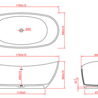 Wiesbaden Wiesbaden Eva Solid Surface Vrijstaande Ligad inclusief Clickwaste, Sifon & Potenset - 180x85x64cm - Wit