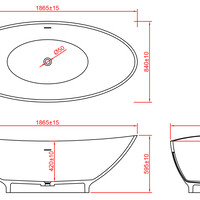 Wiesbaden Wiesbaden Jasmijn Solid Surface Vrijstaande Ligbad inclusief Clickwaste & Sifon - 186x84x60cm - Wit