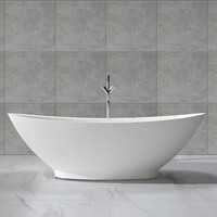 Wiesbaden Wiesbaden Jasmijn Solid Surface Vrijstaande Ligbad inclusief Clickwaste & Sifon - 186x84x60cm - Wit