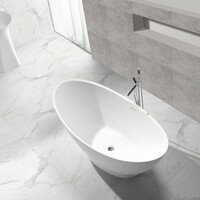 Wiesbaden Wiesbaden Jasmijn Solid Surface Vrijstaande Ligbad inclusief Clickwaste & Sifon - 186x84x60cm - Wit