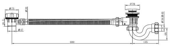 Wiesbaden Wiesbaden Cure Badafvoer met Clickwaste & Badoverloop - Chroom