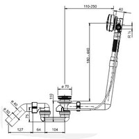 Wiesbaden Wiesbaden Basic Badafvoer met Clickwaste, Badoverloop & Badvulcombinatie - Chroom