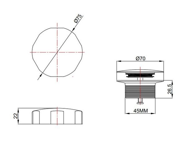 Wiesbaden Wiesbaden Doblar Badafvoer Knop/Plug met Clickwaste & Badoverloopcombinatie - Afbouwdeel - Geborsteld Gunmetal
