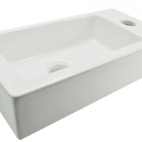 Wiesbaden Wiesbaden Rhea XS Keramisch Fontein - Kraangat Rechts - 36x18x9cm - Wit