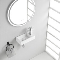 Wiesbaden Wiesbaden Rhea XS Keramisch Fontein - Kraangat Rechts - 36x18x9cm - Wit