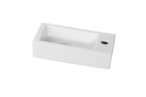 Wiesbaden Wiesbaden Rhea XS Keramisch Fontein - Kraangat Rechts - 36x18x9cm - Wit