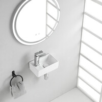 Wiesbaden Wiesbaden Rhea XXS Keramisch Fontein - Kraangat Links - 30,5x18x11cm - Wit