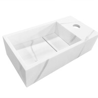 Wiesbaden Wiesbaden Noble Solid Surface Fontein - Kraangat Rechts - 36x18x10cm - Marmer Wit