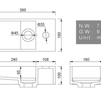 Wiesbaden Wiesbaden Noble Solid Surface Fontein - Kraangat Rechts - 36x18x10cm - Marmer Wit