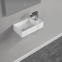 Wiesbaden Wiesbaden Noble Solid Surface Fontein - Kraangat Rechts - 36x18x10cm - Marmer Wit