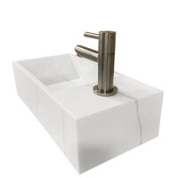 Wiesbaden Wiesbaden Noble Solid Surface Fontein - Kraangat Rechts - 36x18x10cm - Marmer Wit