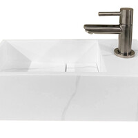 Wiesbaden Wiesbaden Noble Solid Surface Fontein - Kraangat Rechts - 36x18x10cm - Marmer Wit