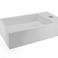 Wiesbaden Wiesbaden Noble Solid Surface Fontein - Kraangat Rechts - 36x18x10cm - Mat Wit