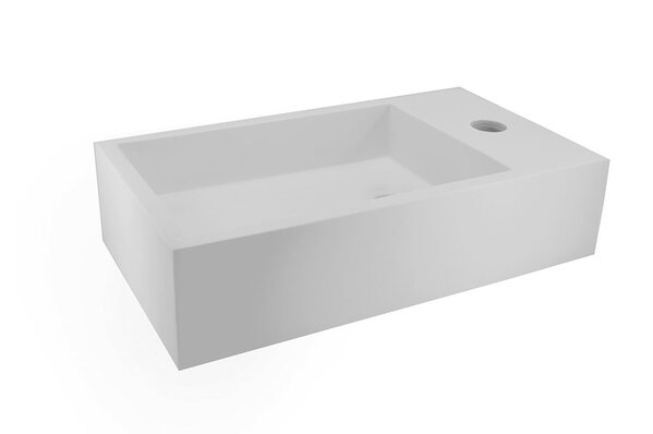 Wiesbaden Wiesbaden Noble Solid Surface Fontein - Kraangat Rechts - 36x18x10cm - Mat Wit