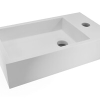 Wiesbaden Wiesbaden Noble Solid Surface Fontein - Kraangat Rechts - 36x18x10cm - Mat Wit